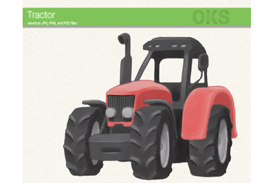 tractor watercolor clipart, instant download, png