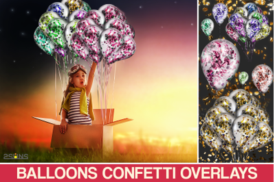 Confetti photoshop balloons, Photoshop overlay, Balloons clip art