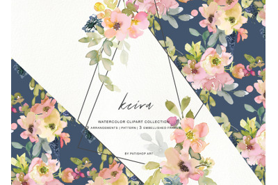 Watercolor Blush and Lemon Floral Bouquet Clipart