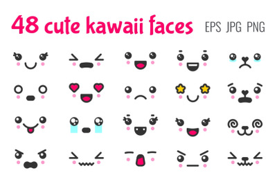 48 cute kawaii faces