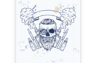 Sketch hipster skull