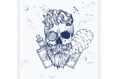 Sketch hipster skull