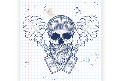 Sketch hipster skull