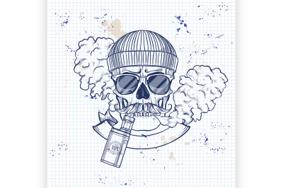 Sketch hipster skull