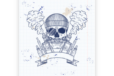 Sketch hipster skull