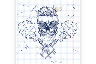 Sketch hipster skull