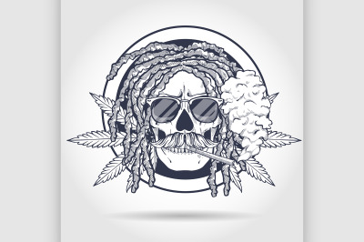 Sketch&2C; skull rastaman.