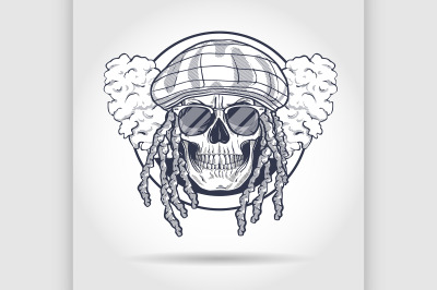 Sketch&2C; skull rastaman.