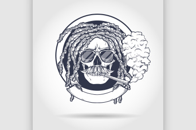 Sketch&2C; skull rastaman.