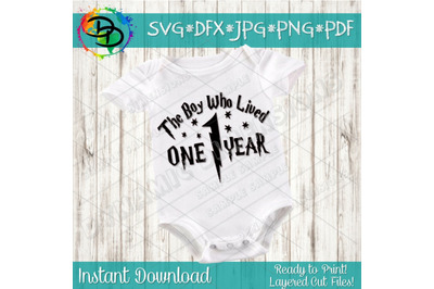 The boy who lived one year, Baby SVG, Wizard clip art Inspired Harry P