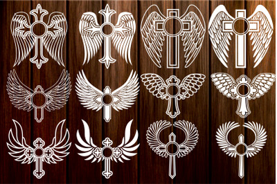 Cross with Wings Monogram Frame svg, Cross SVG, Wings Cross Svg