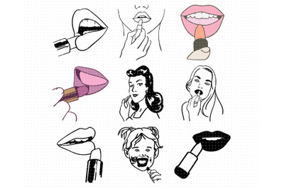 putting lipstick svg, lips svg files, vector, clipart, cricut, downloa