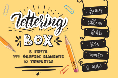 Lettering box. Creative collection.