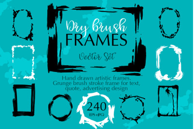 Dry brush frames vector collection vector set