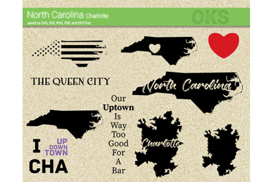 north carolina svg, charlotte svg files, vector, clipart, cricut, down