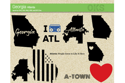 georgia svg, atlanta svg files, vector, clipart, cricut, download