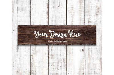 Farmhouse Wood Sign Mock Up, Rustic Stencil Brown Wooden Sign Display