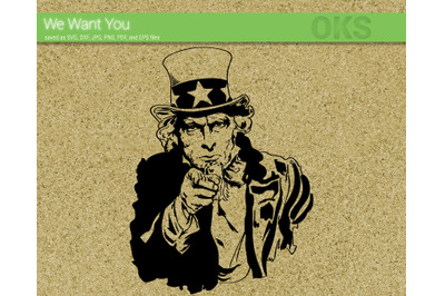 uncle sam svg, we want you svg files, vector, clipart, cricut, downloa