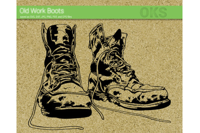 old work boots svg, svg files, vector, clipart, cricut, download