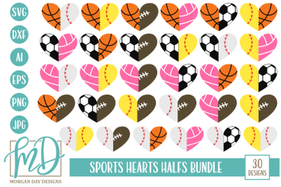 Sports Half Hearts SVG Bundle