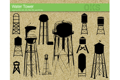 water tower svg, svg files, vector, clipart, cricut, download