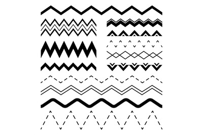 Wavy zigzag. Wiggle jagged waves, parallel sinus line wave border and