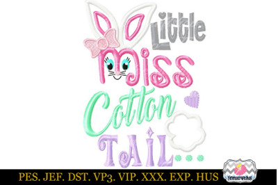 Little Miss Cotton Tail Easter Applique Embroidery Design dst, exp, hu
