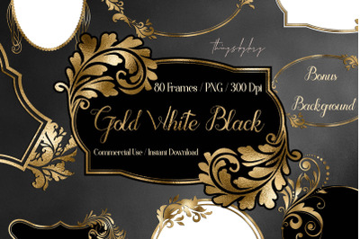 80 Luxury Gold, Black, White Antique Royal Labels Frames