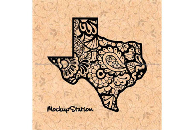 Texas Mandala SVG, TX Floral Paisley PNG, Texas State Vector