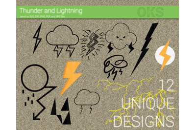 thunder svg, lightning svg files, vector, clipart, cricut, download