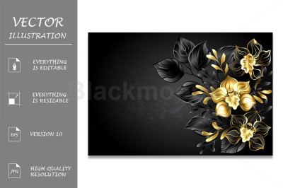 Black Background with Black Orchid