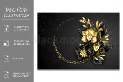 Black Jewelry Orchid with Gold Paint