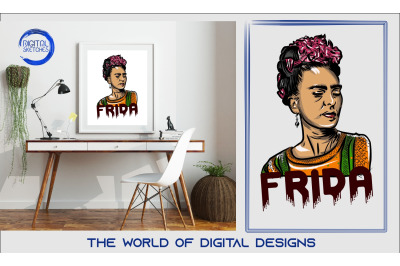 Frida Kahlo Portrait Printable Art, Wall Art, .PDF, Typography, Home