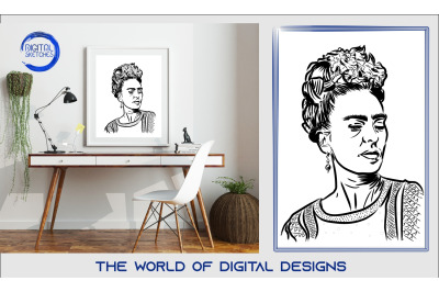 Frida Kahlo Portrait Printable Art, Wall Art, .PDF, Typography, Home