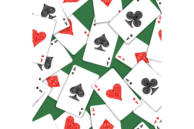 Playing Cards on Green Table Seamless Pattern