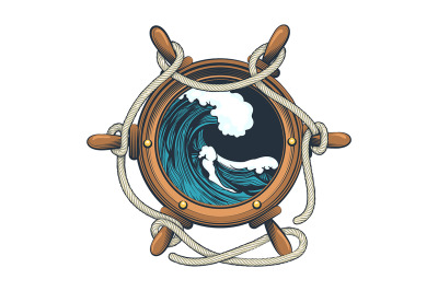 Steering Wheel  with Ocean Wave Inside