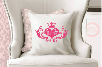 Little Princess Crown Heart Saying Cut File Silhouette Vector