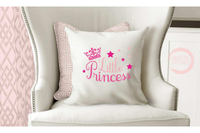 Little Princess Saying Cut File Crown Stars Silhouette Vector .SVG .DX