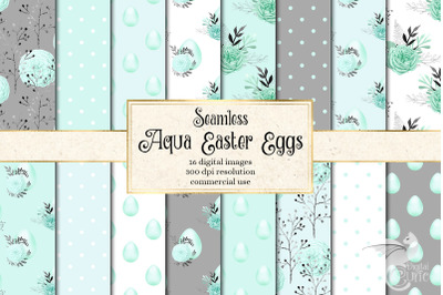 Aqua Easter Eggs Digital Paper