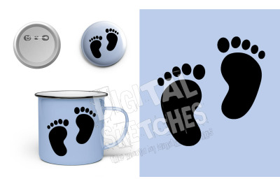 Baby Feet Silhouette Vector Cut File .SVG .DXF