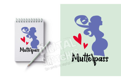 Cut File Mutterpass Baby Mama Pregnant Women Cut File Silhouette Vecto