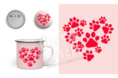 Paw Heart Love Dog Cat Cut File Valentine&#039;s Day