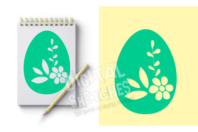 Easter Egg Cut File Vector Silhouette Flowers .SVG .DXF