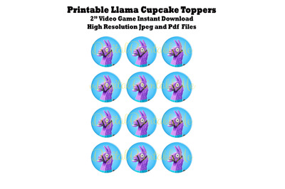 Printable Cupcake Toppers, Llama, Video Game Party, Coins, Game Loot