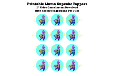 Printable Cupcake Toppers, Llama, Video Game Party, Coins, Game Loot