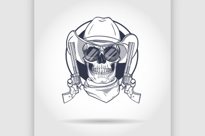 Sketch&2C; skull with cowboy