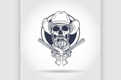 Sketch&2C; skull with cowboy