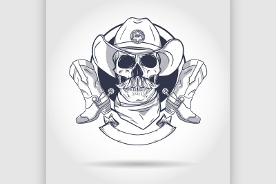 Sketch&2C; skull with cowboy