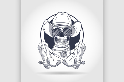 Sketch&2C; skull with cowboy