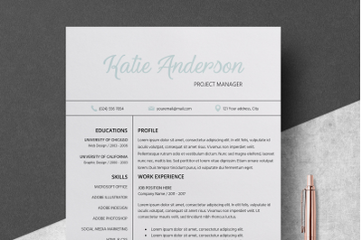 Modern Resume / Creative CV Template - Katie